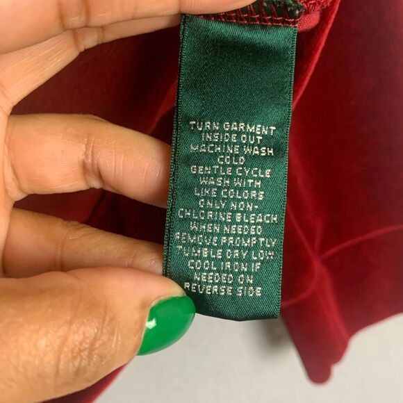 Lauren Ralph Lauren Women’s Medium Velvet Crest Zip Jacket Rich Red Glam Street - Picture 10 of 13